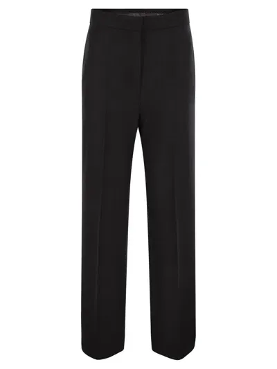 Max Mara Pleated Straight Leg Trousers In Black