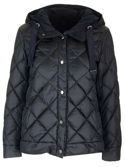 Max Mara The Cube Drawstring Reversible Down Jacket In Blue