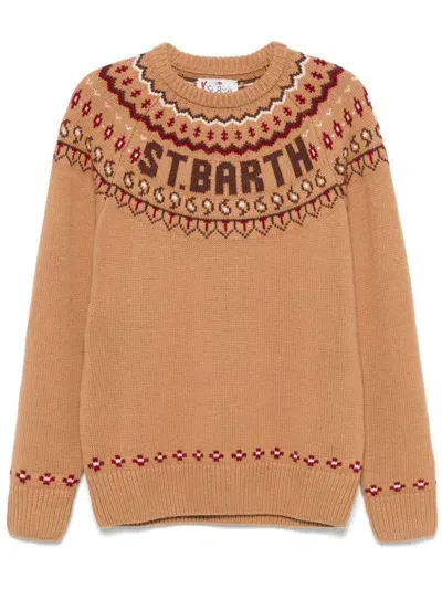 Mc2 Saint Barth Heron Nordic Sweater In Brown