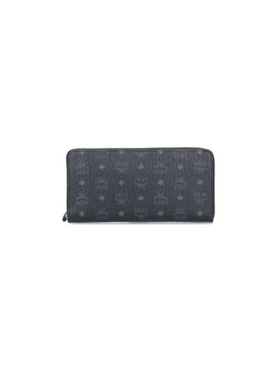 Mcm Large Zip Wallet In Black  