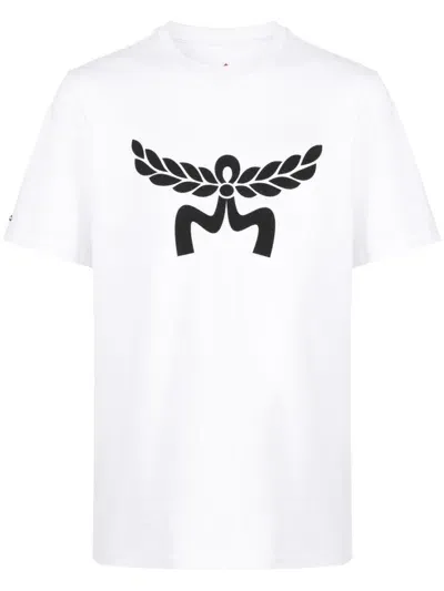 Mcm Laurel-logo Cotton T-shirt In White