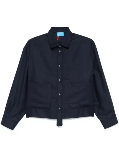 Merci Raw Cut-hem Shirt In Blue