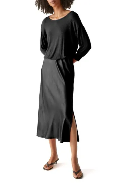 Michael Stars Nadia Two-in-one Midi Dress In Black