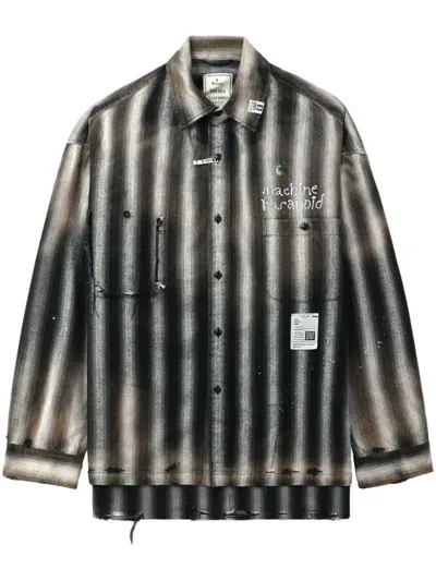 Miharayasuhiro Striped Shirt In Black