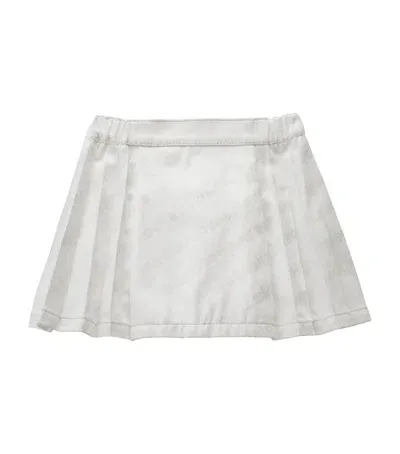 Miki House Kids' Logo Pleated Skirt In White