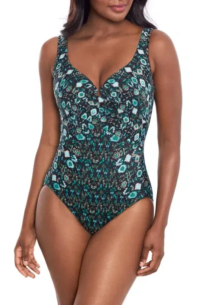 Miraclesuit Bijoux Crisscross Escape Underwire One-piece Swimsuit In Black Multi