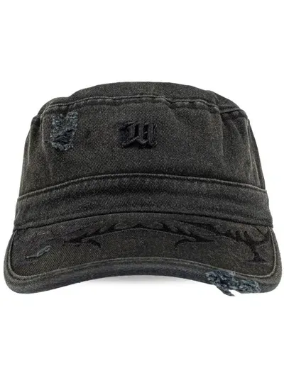 Misbhv Logo Embroidered Distressed Army Cap In Black