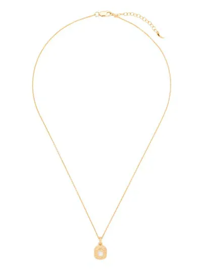 Missoma Engraved Square Mini Pendant Necklace In Gold