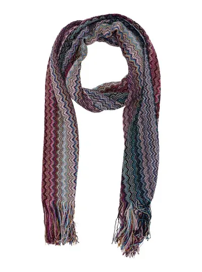 Missoni Chevron Woven Fringed Edge Scarf In Multi