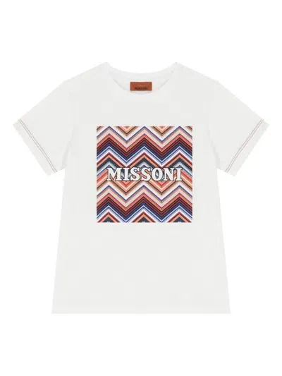 Missoni Kids' Logo T-shirt In White