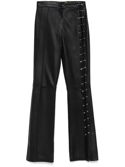 Mitiliane Couture Piercing-detail Leather Trousers In Black