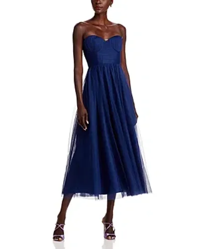 ml Monique Lhuillier Liane Strapless Dress In Midnight Navy