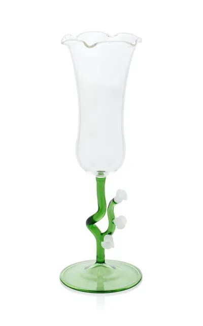 Moda Domus Lily Of The Valley Fluted Champagne Glass In Green