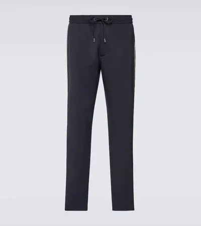 Moncler Wool-blend Straight Pants In Blue