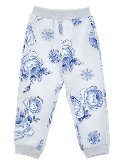 Monnalisa Kids' Floral-print Track Pants In White