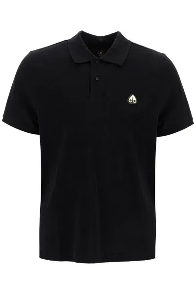 Moose Knuckles Everett Polo With Golden Logo In Black