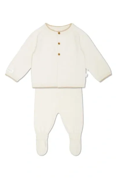 Mori Kids'  Knit Cardigan & Footed Leggings Set In Cream