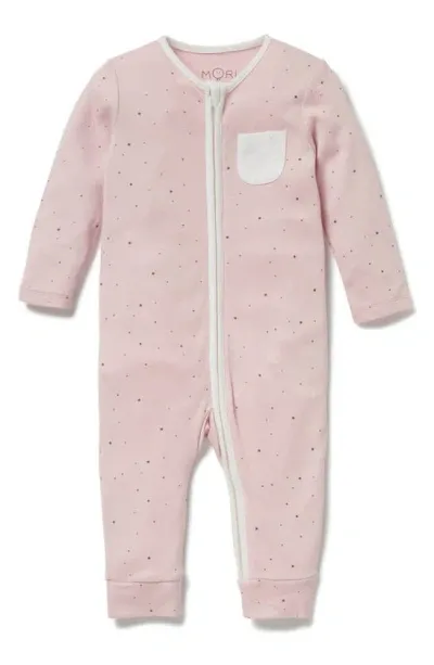 Mori Kids' Stripe Fitted One-piece Pajamas In Stardust