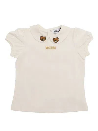 Moschino Kid Kids' Short Sleeve Blouse In Light Blue