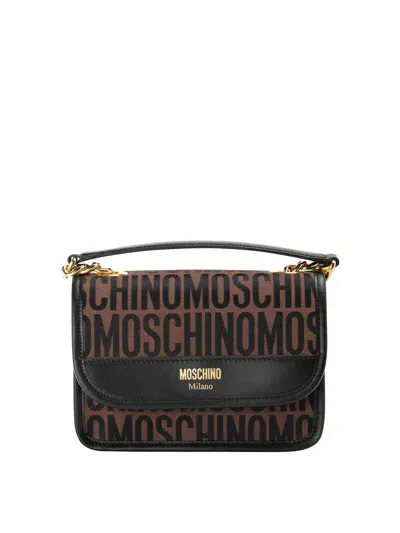 Moschino Magnetic Flap Shoulder Bag In Brown