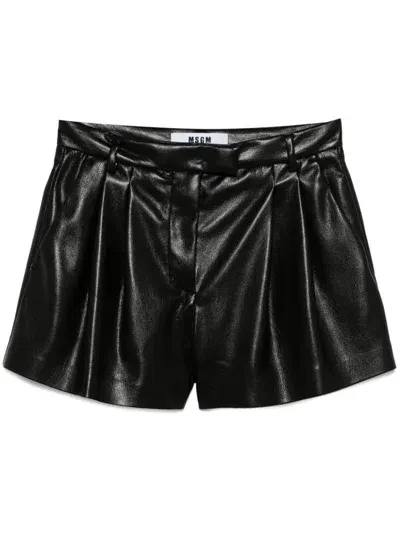 Msgm Pleated Shorts In Black