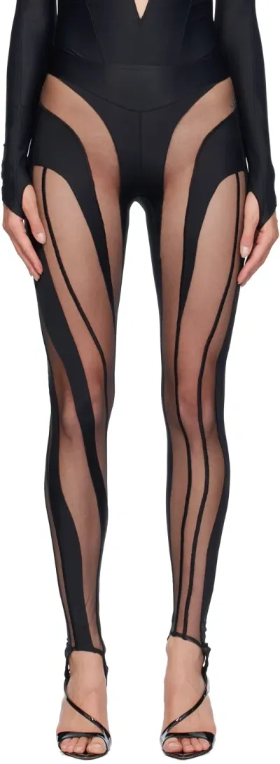 Mugler Black Spiral Leggings In B1919 Black / Black