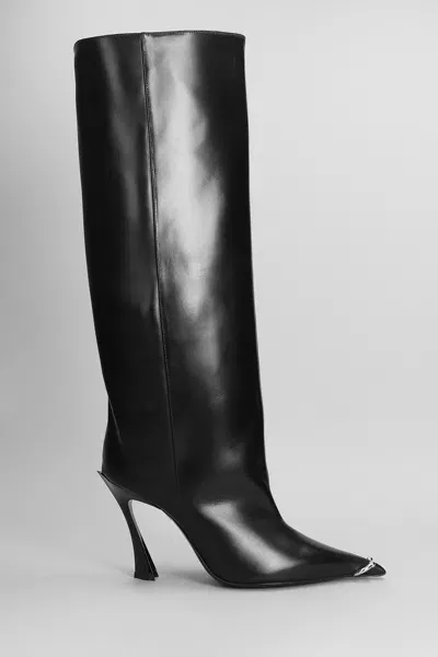 Mugler High Heels Boots In Black Leather