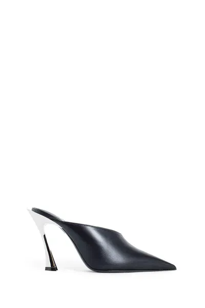 Mugler 95mm Leather Mules In Black