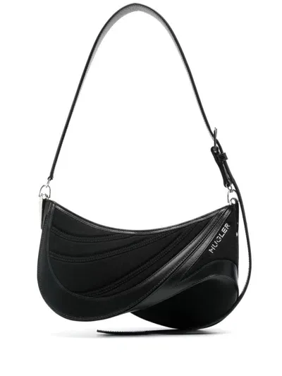 Mugler Spiral Curve 01 Shoulder Bag In Black