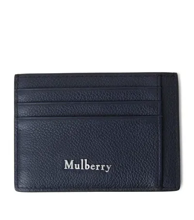 Mulberry Grained Leather Card Holder In Blue