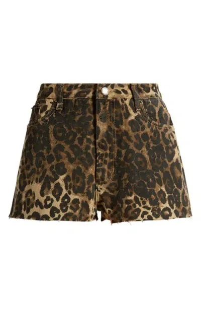 Nasty Gal Leopard Print Denim Cutoff Shorts