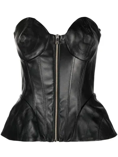 Natasha Zinko Zip-front Corset Top In Black