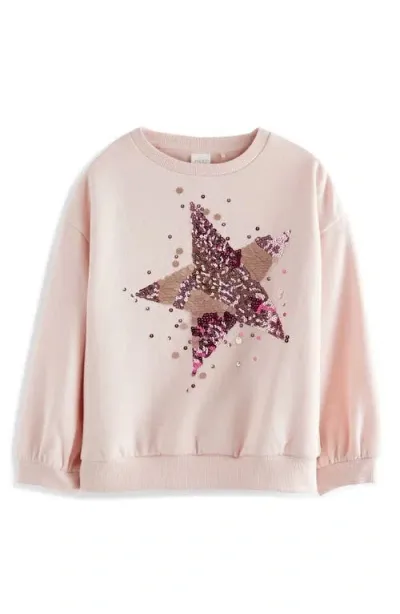 Next Kids' Heart Sequin Embellished Graphic Sweatshirt In White