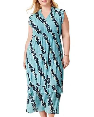 Nic+zoe Plus Nic + Zoe Plus Rolling Reef Maxi Dress In Aqua Multi