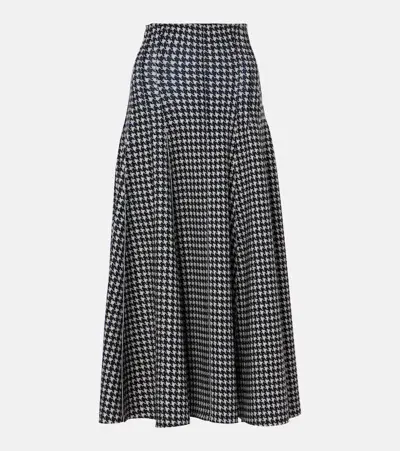 Norma Kamali Grace Houndstooth Maxi Skirt In Black