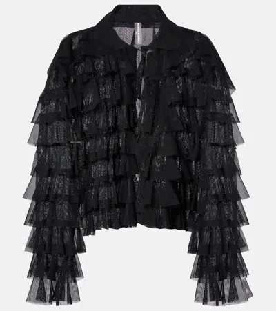 Norma Kamali Oversized Ruffled Jacket In Black