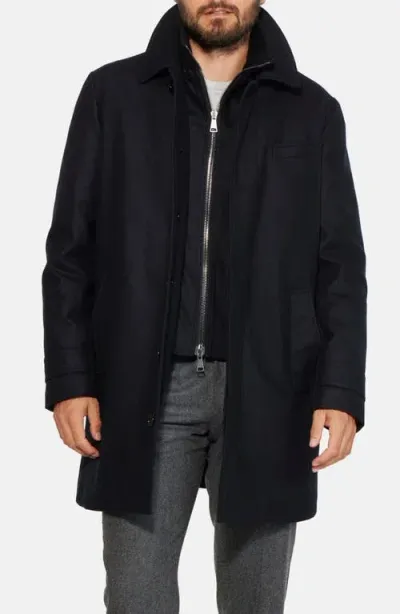 Norwegian Wool Hooded Waterproof Down Coat In Black