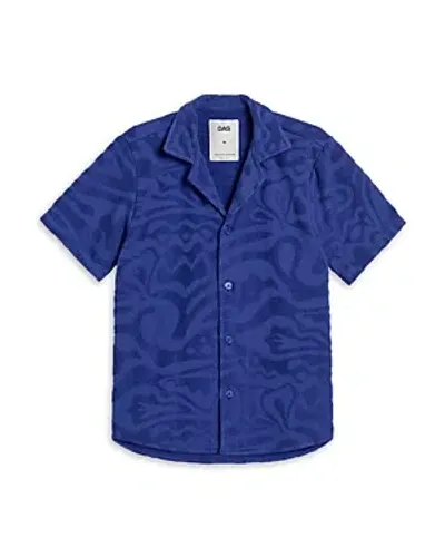 Oas Rapture Cuba Cotton Terry Relaxed Fit Button Down Shirt In Blue