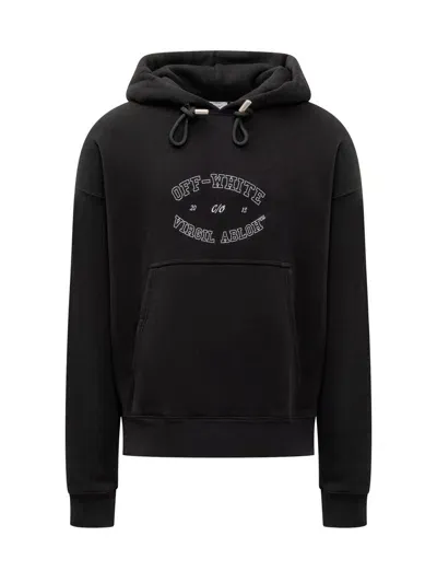 Off-white Logo-print Cotton Hoodie In Black