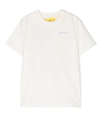 Off-white Kids' Logo-print Short-sleeve T-shirt In White