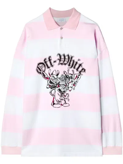 Off-white Long-sleeve Polo Shirt In Pink