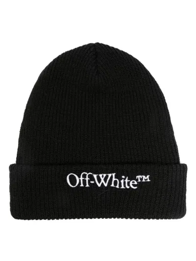 Off-white Wool Bksh Knit Beanie In Black