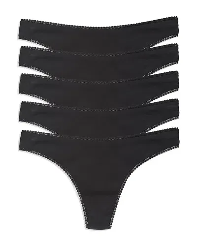 On Gossamer Cabana Hip G Thongs, Set Of 5 In Black