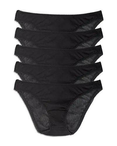 On Gossamer Mesh Hipster Bikinis, Set Of 5 In Black