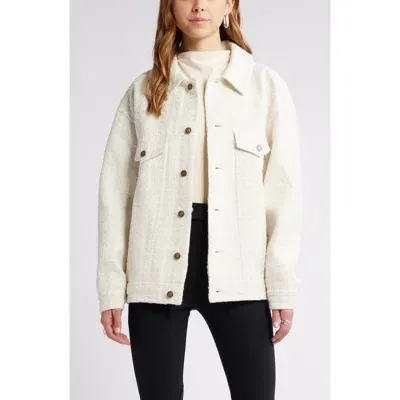 Open Edit Oversize Tweed Trucker Jacket In Ivory Dove