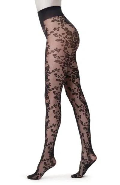 Oroblu Classy Floral Lace Tights In Black