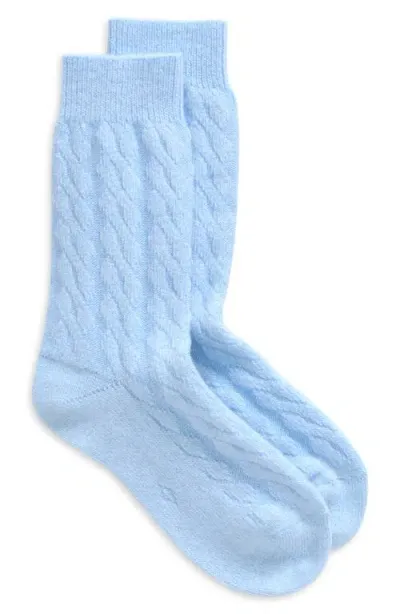 Oroblu Gwen Cable Knit Wool Blend Crew Socks In Crystal 3