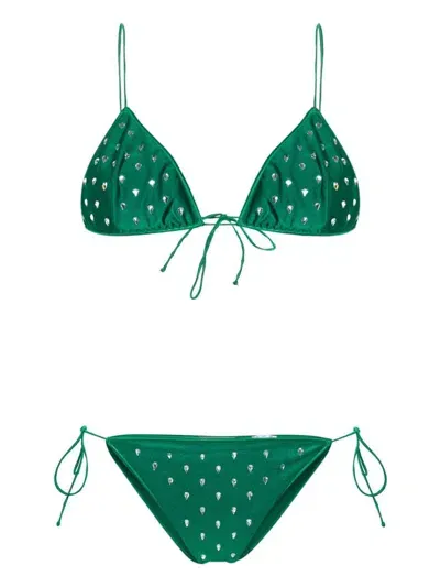 Oseree Gem-embellished Bikini Set In Green