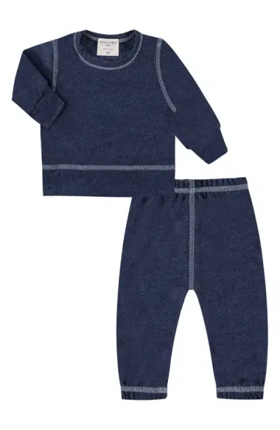 Paigelauren Babies'  Long Sleeve Top & Pants Hacci Lounge Set In Blue