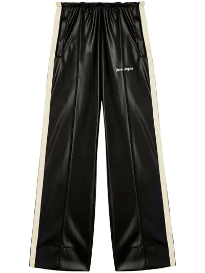 Palm Angels Leather Effect Track Pants In Black